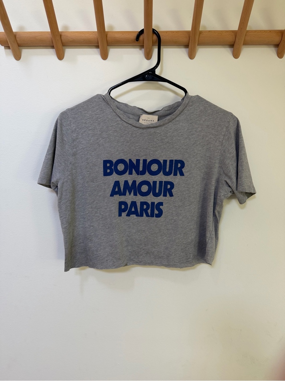 Sezane Grey Crewneck Tee, Size Small, Crop top